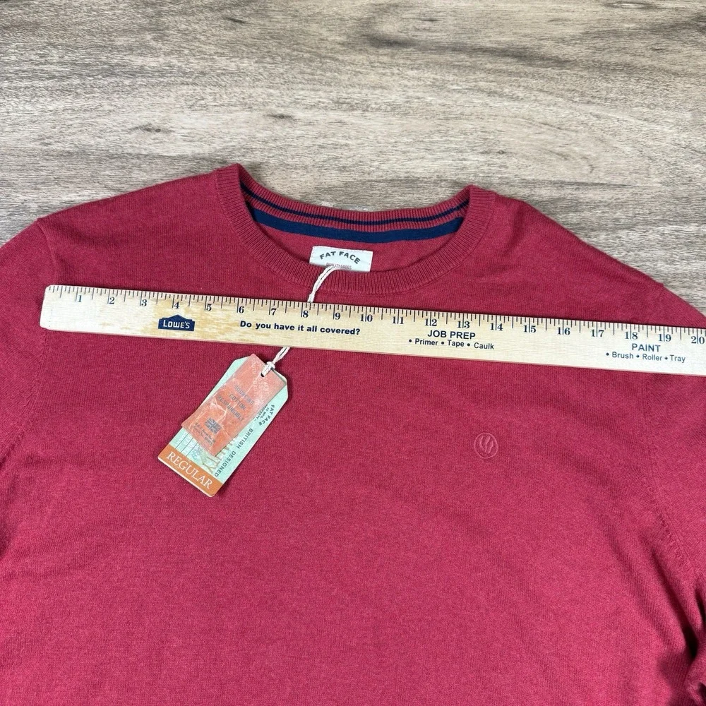 NWT Fat Face 88 Braunton Crew‎ Jumper Washed Red Men's 3XL Sweater Cotton Wool